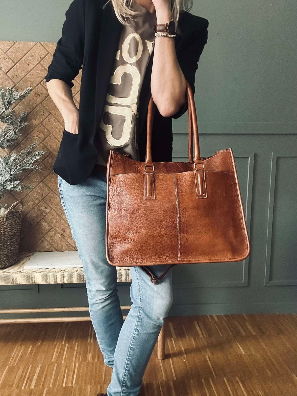Werktas - Walnut leather