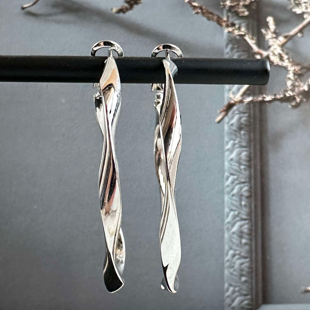 Oorbellen Hope gedraaid zilver-gecoat