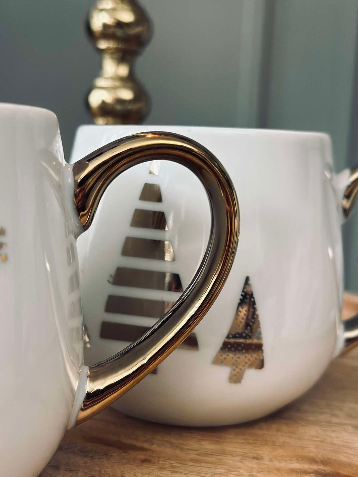 Kerstkop met gouden motief