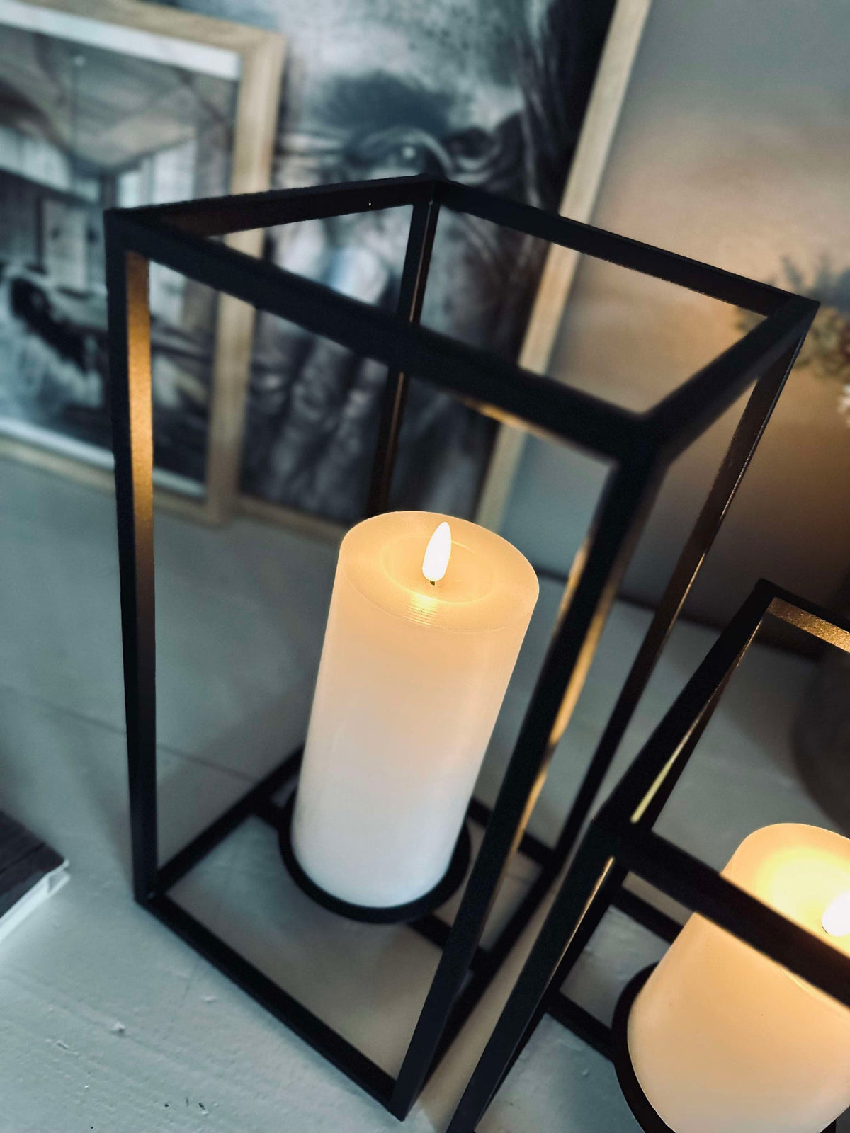 VIAMAJA Cube voor blokkaarsen - Set van 2 houders - Zwart