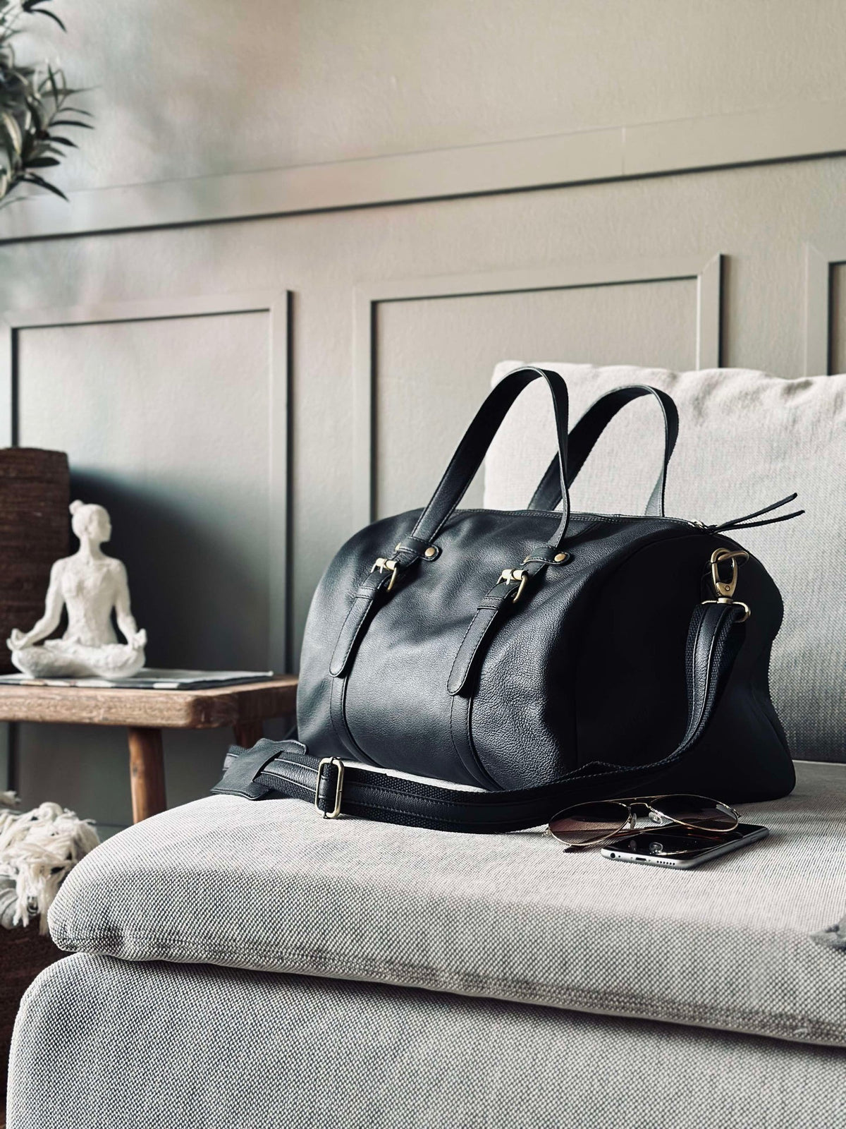 Trainings tas BLACK leather