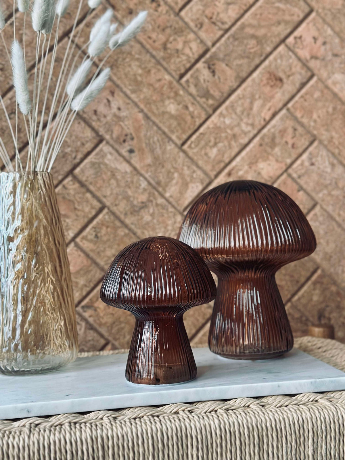 Mushroom met ribbels 15 cm - Bruin