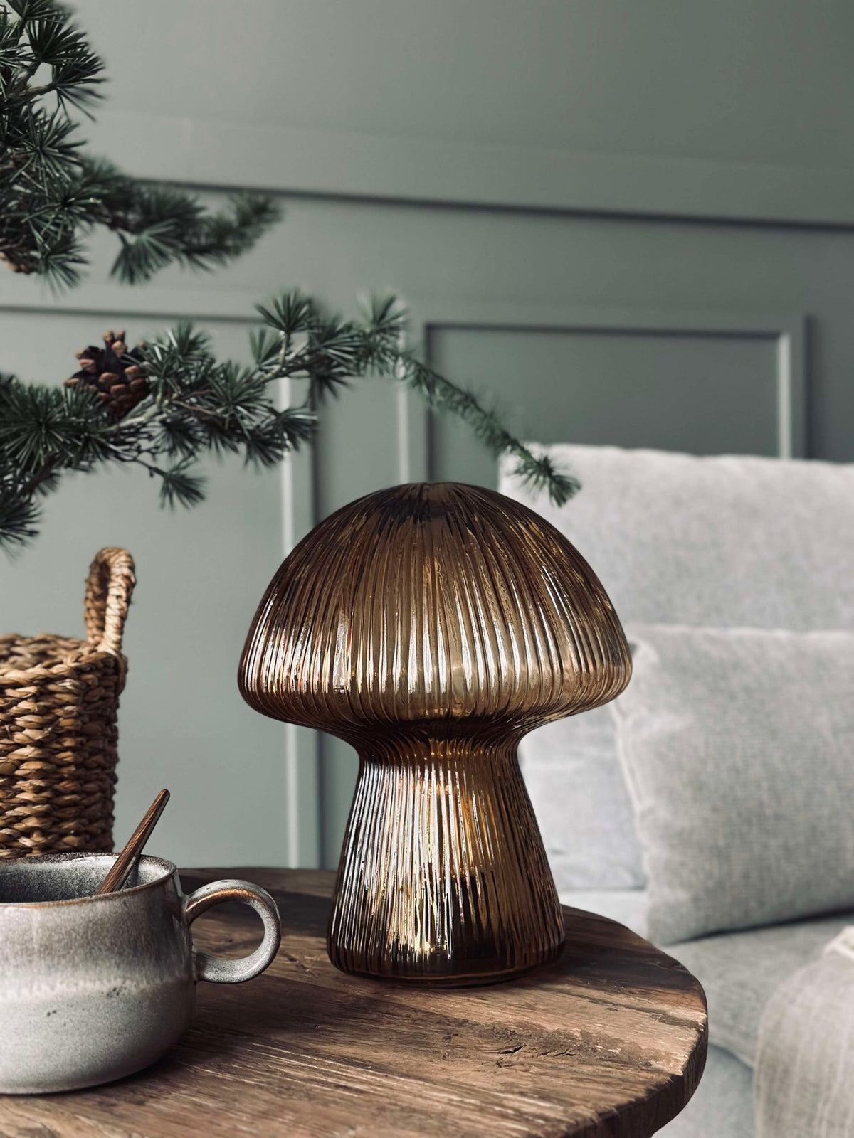 Mushroom met ribbels 25cm - Goud