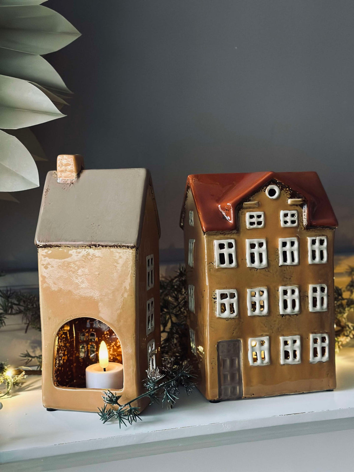 Lantaarnhuisje Keramiek - Geel