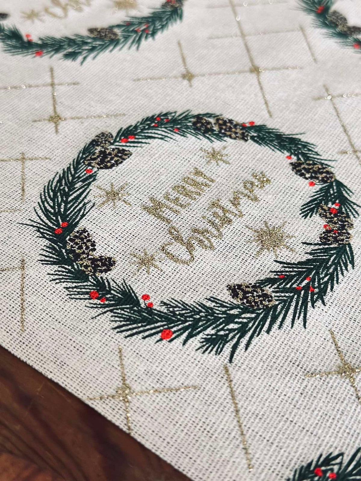 Tafelloper met kerstkrans - 2 meter