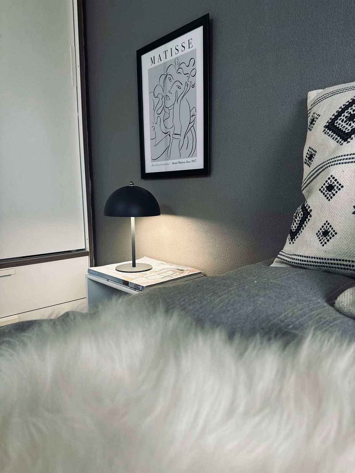 LED-touch tafellamp, beige en grijs