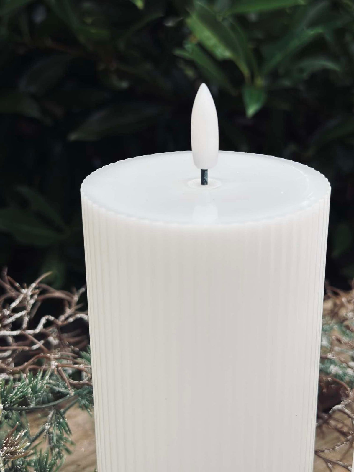 LED Stompkaarsen met ribbelstructuur 3 st. - Buiten Wit