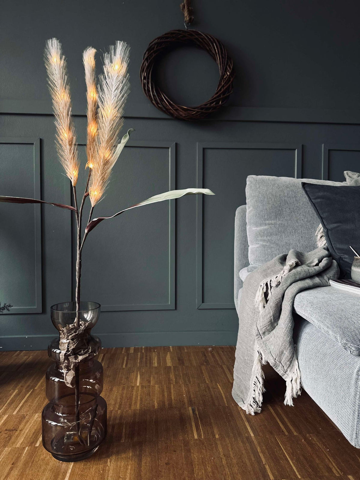Pampas met LED-licht - 120 cm