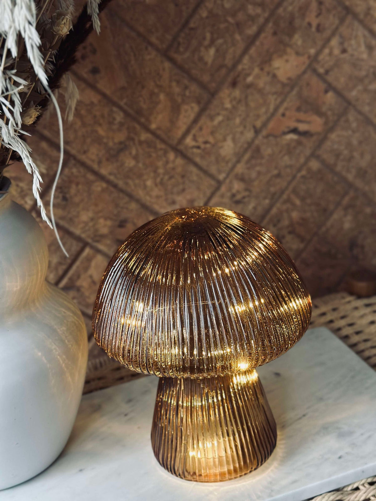 Mushroom met ribbels 15cm - Goud