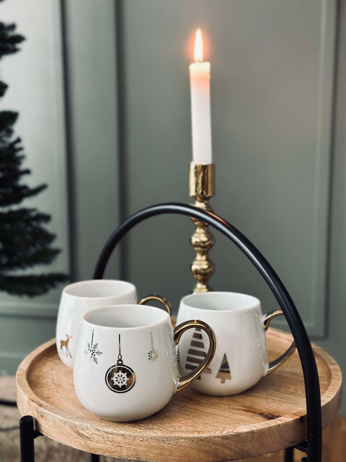 Kerstkop met gouden motief