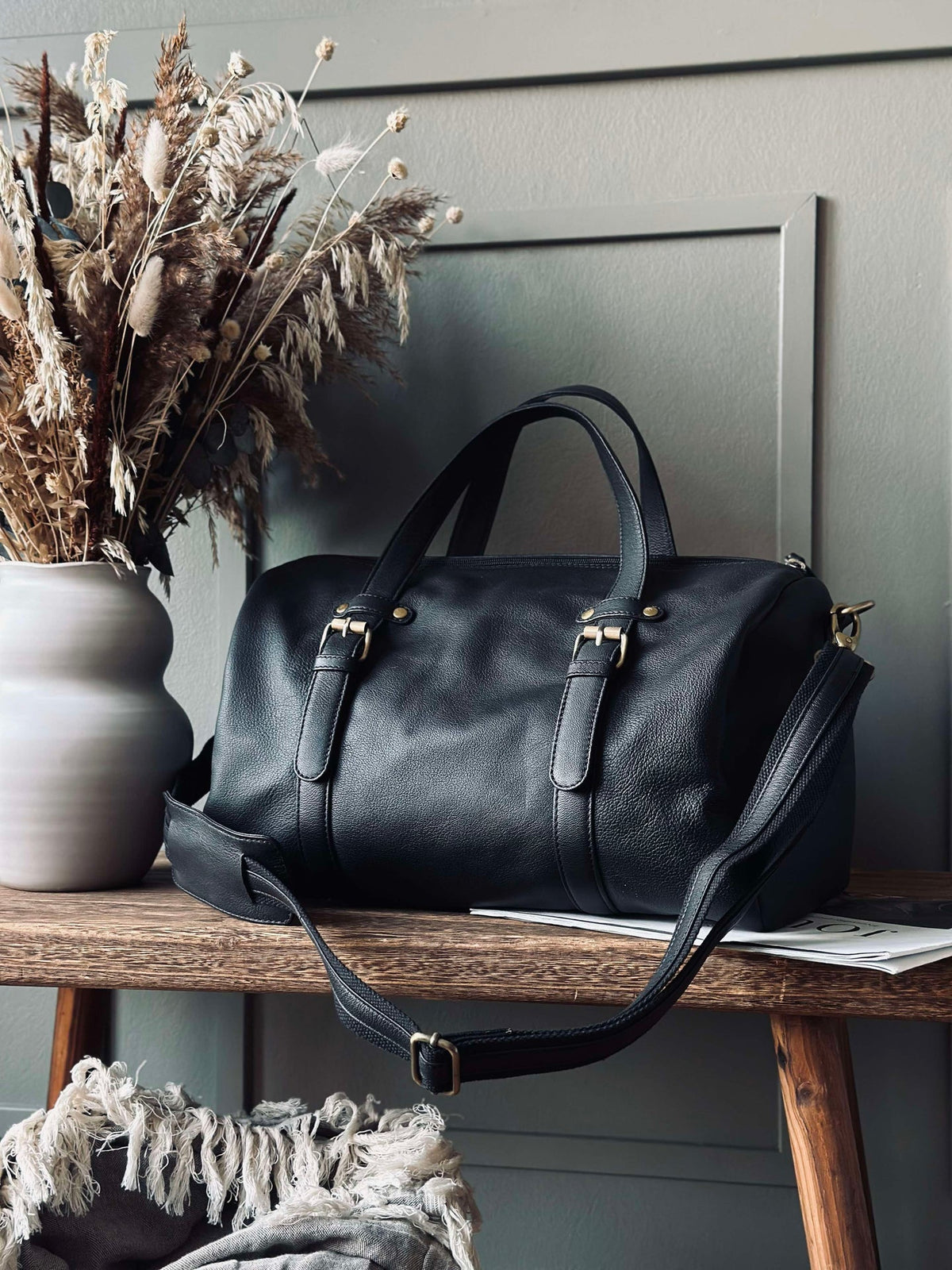 Trainings tas BLACK leather