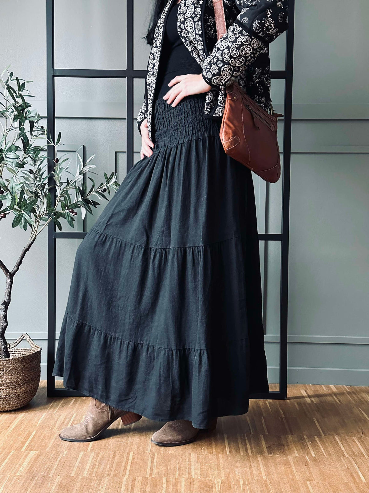 Rok met smock - Black
