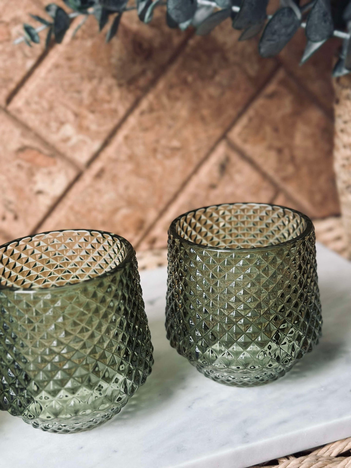 Glazen kandelaars Groen - Set van 3 stuks