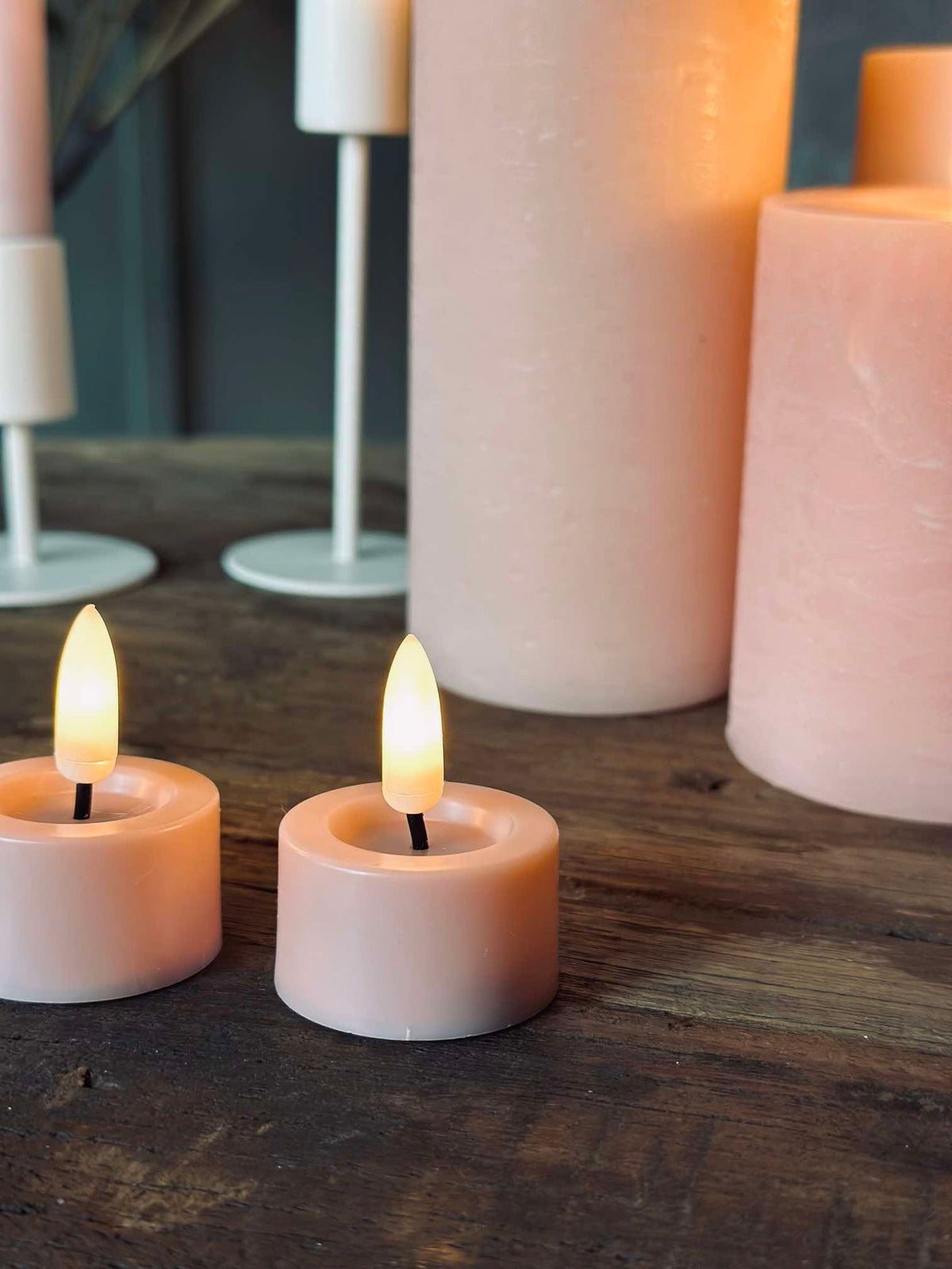 LED Licht pakket met 9 LED kaarsen - Roze