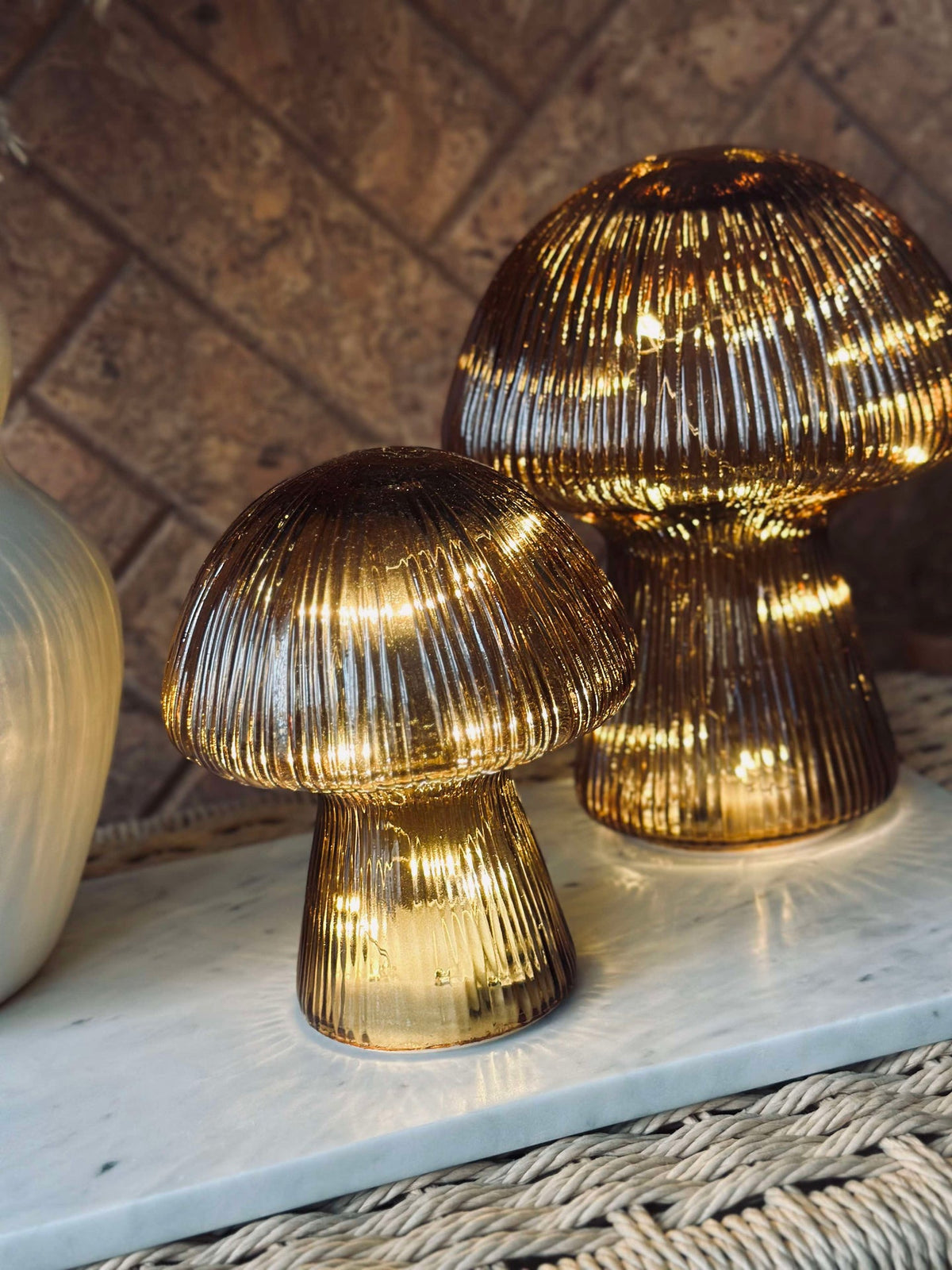 Mushroom met ribbels 15cm - Goud