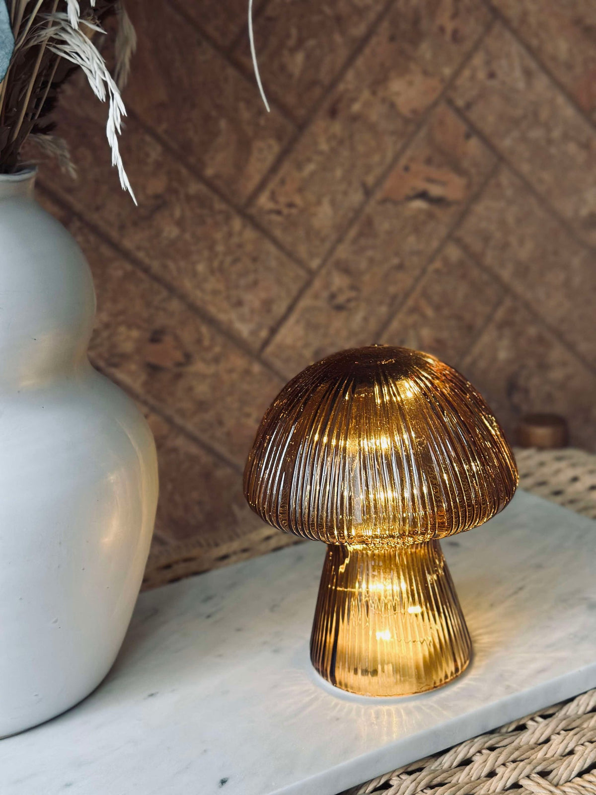 Mushroom met ribbels 15cm - Goud