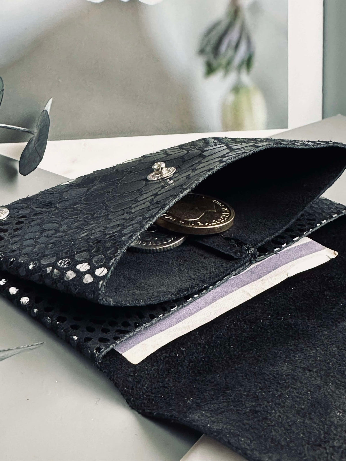 Portemonnee Aura small - Black croco