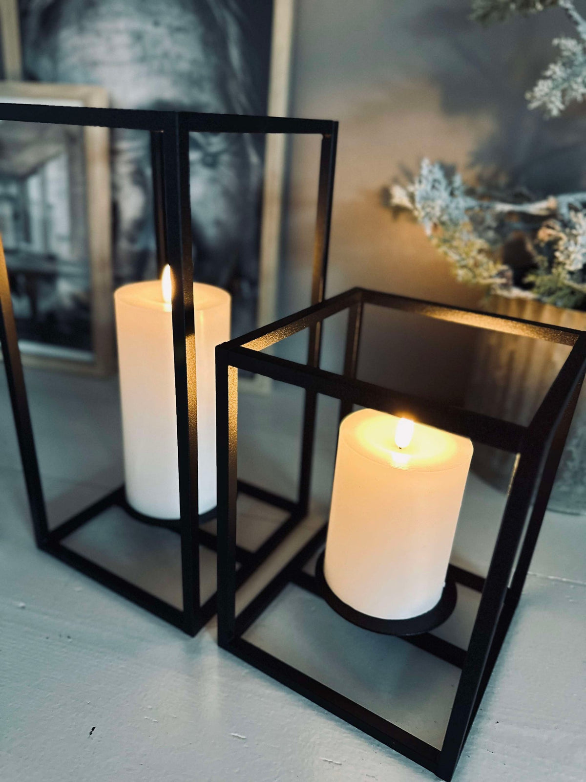 VIAMAJA Cube voor blokkaarsen - Set van 2 houders - Zwart