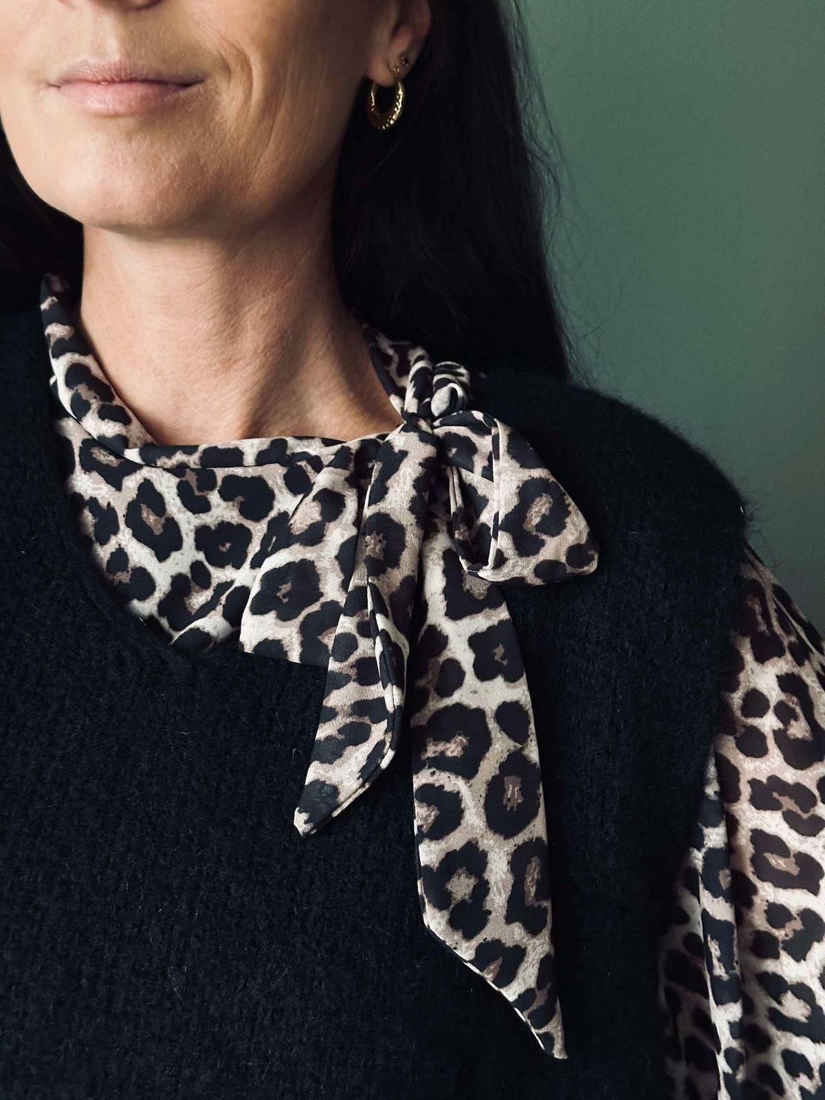Blouse met strikje - Luipaard