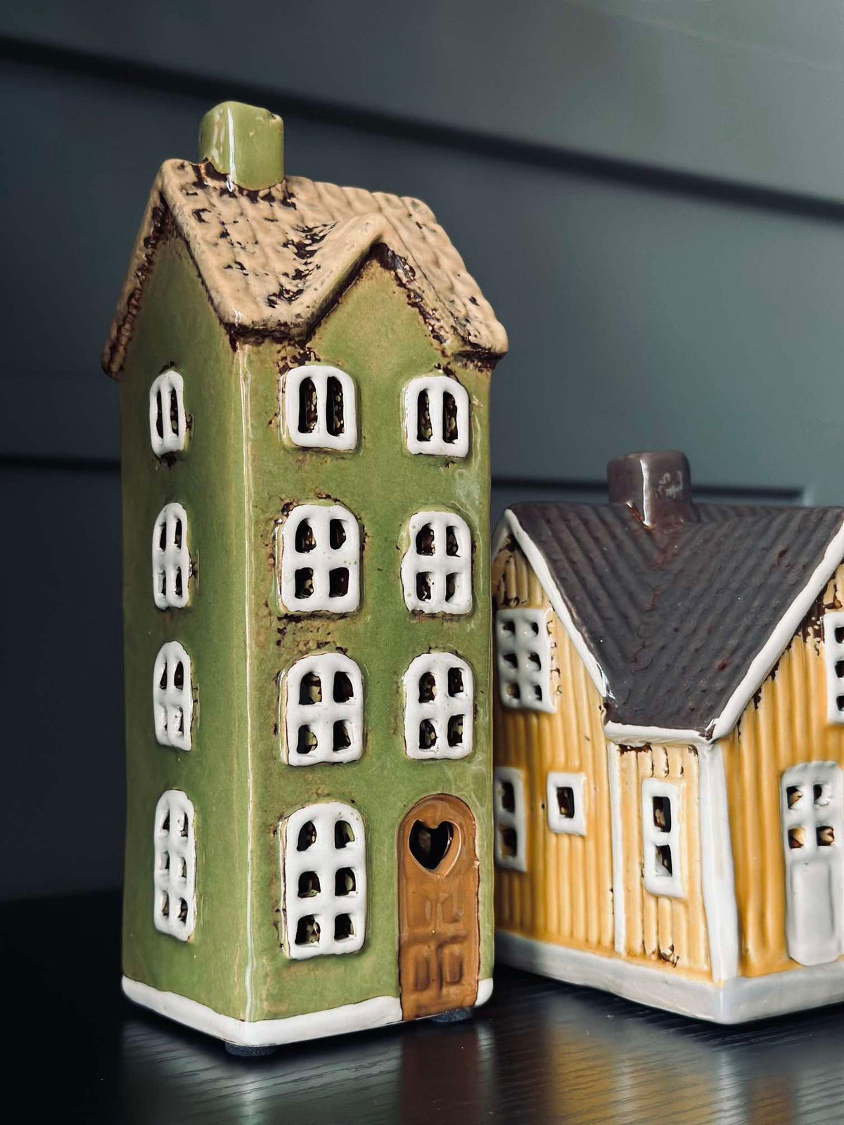 Licht huisje keramiek - Groen