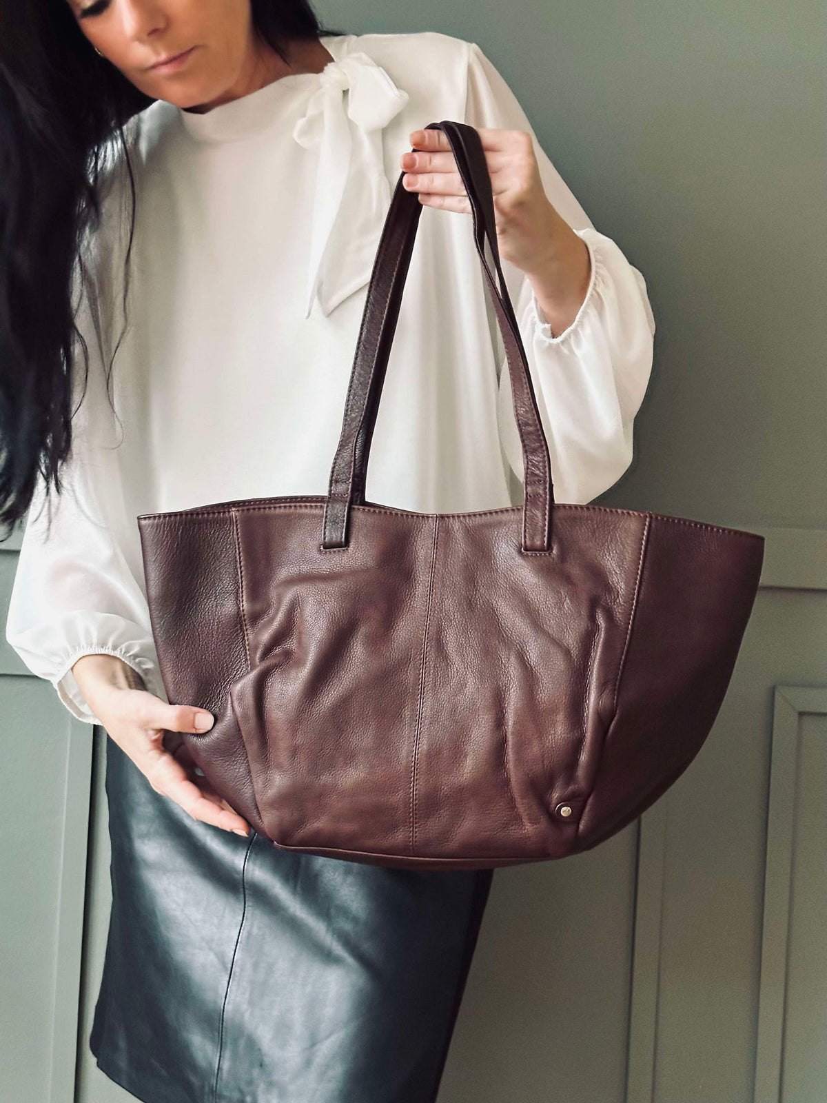 Shopper Aura – Bruin leer