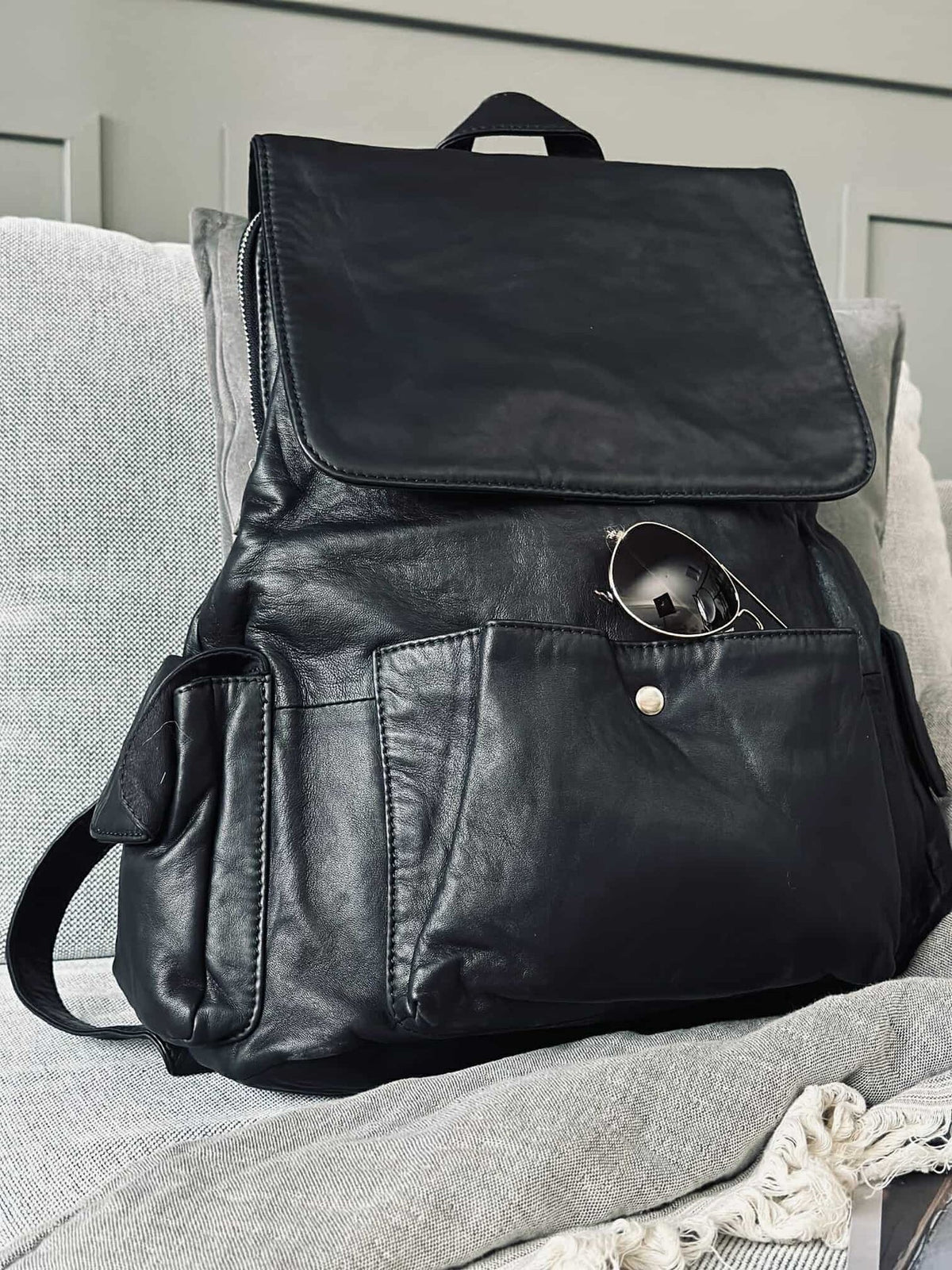 Rugzak cool design – Zacht lamsleer black