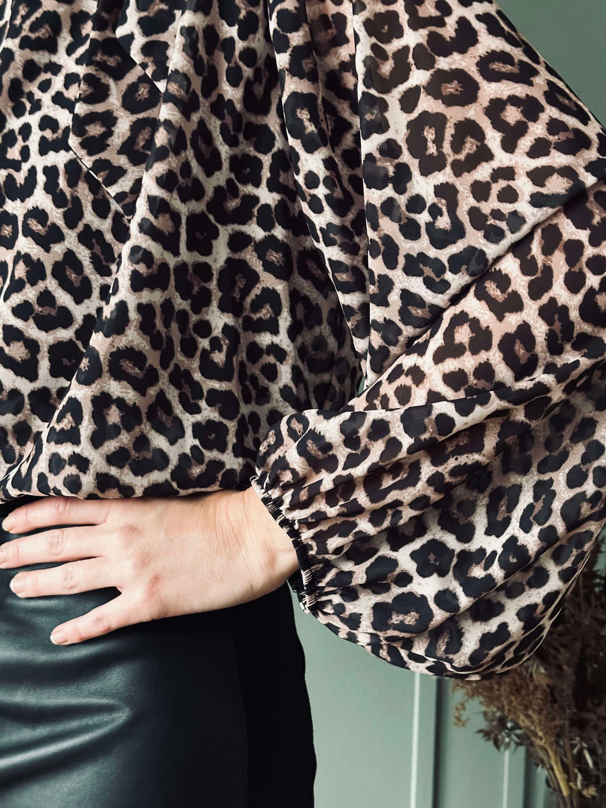 Blouse met strikje - Luipaard