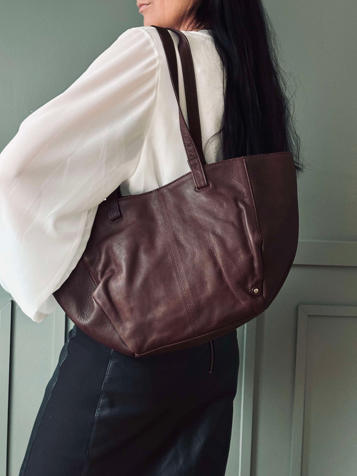Shopper Aura – Bruin leer
