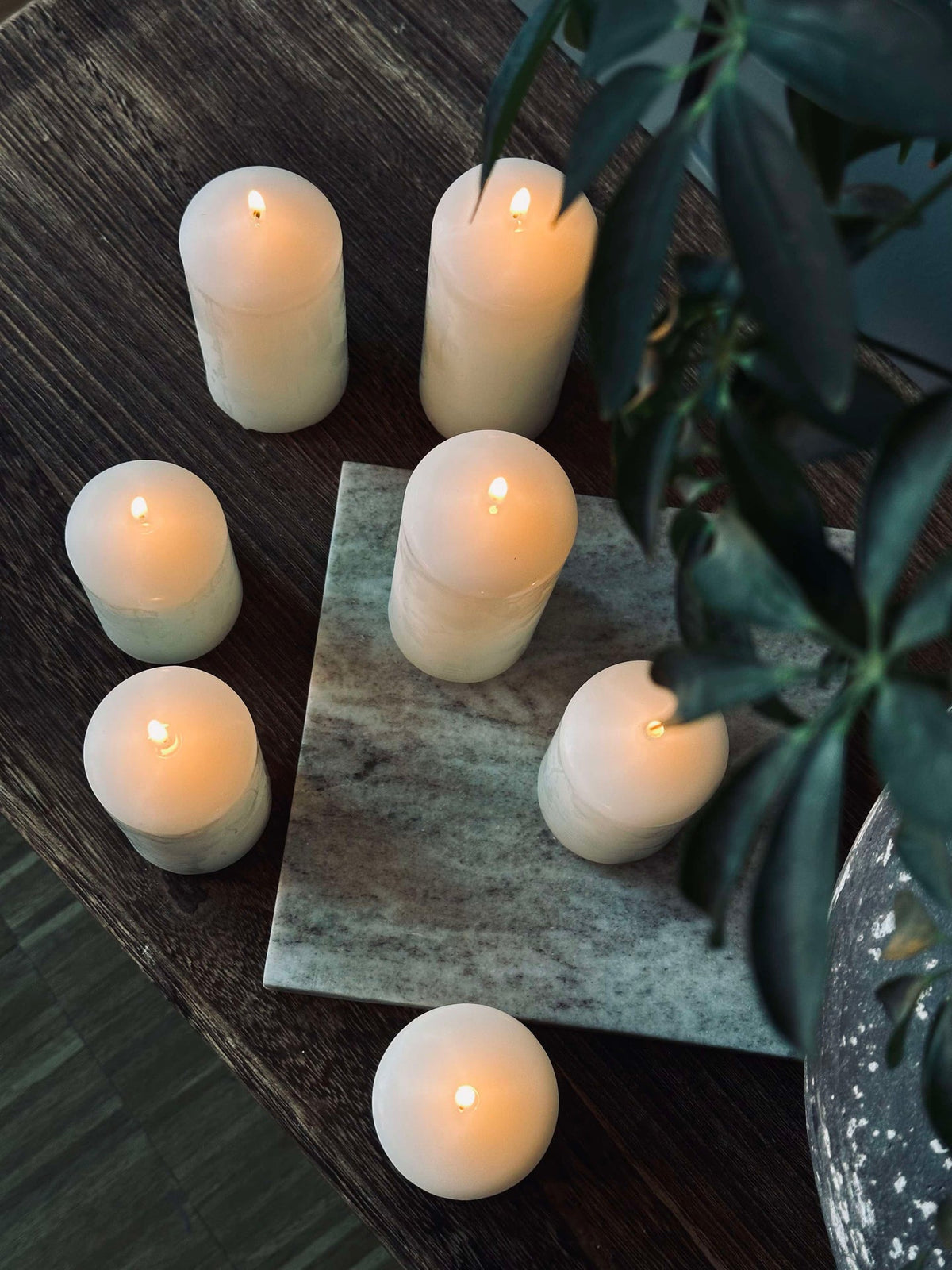 Stompkaarsen - Set van 7 stuks - Wit