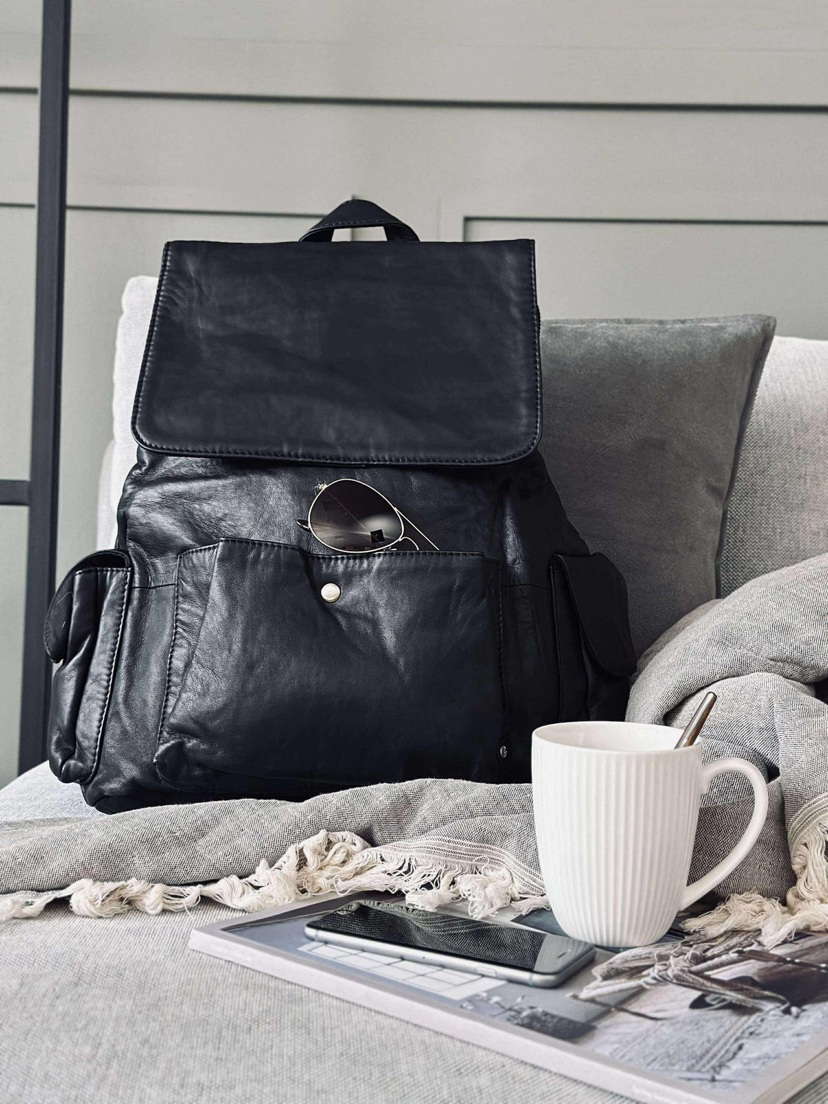 Rugzak cool design – Zacht lamsleer black
