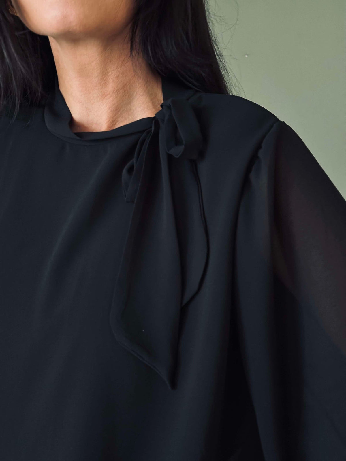 Blouse met strik - Black