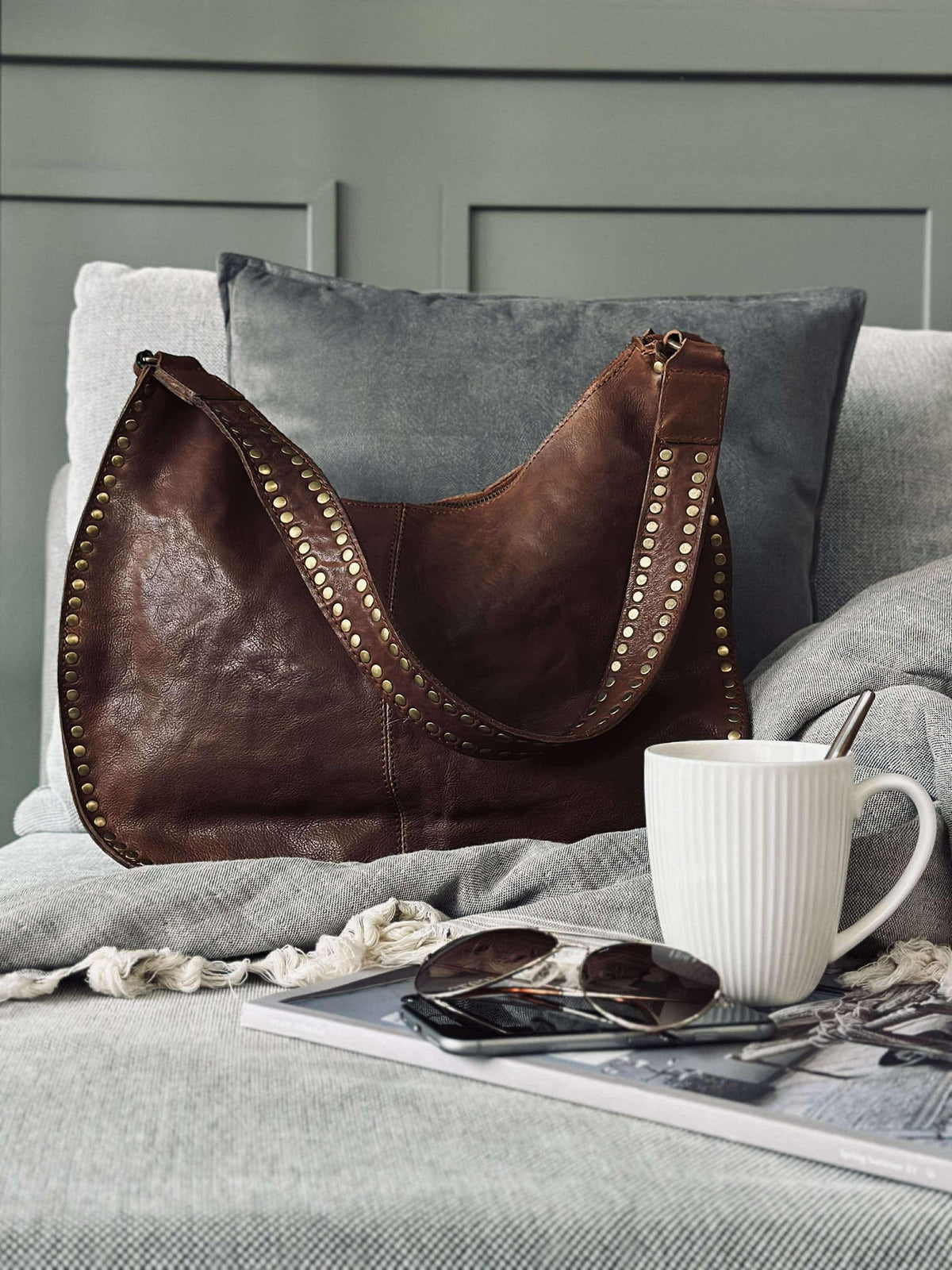 Schoudertas Celia Cognac