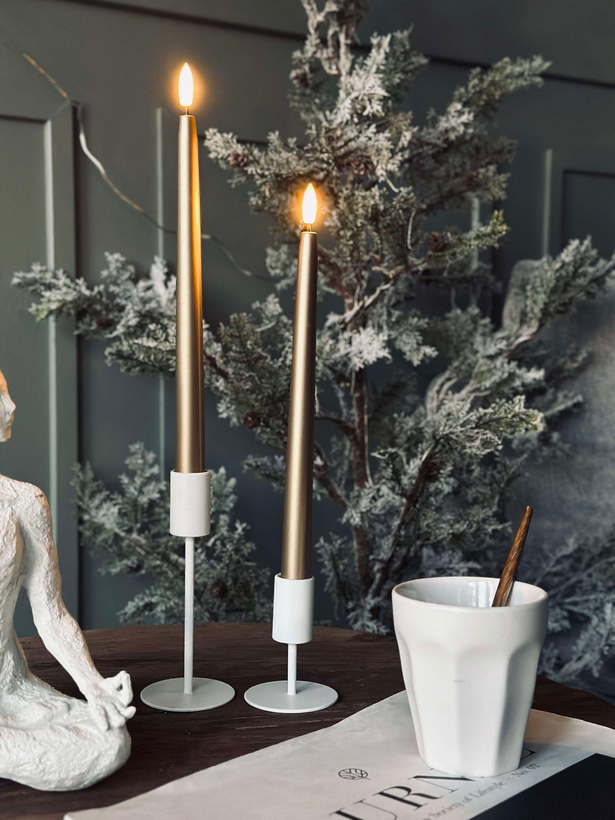 LED Tafelkaarsen 2 st - Goud 27cm