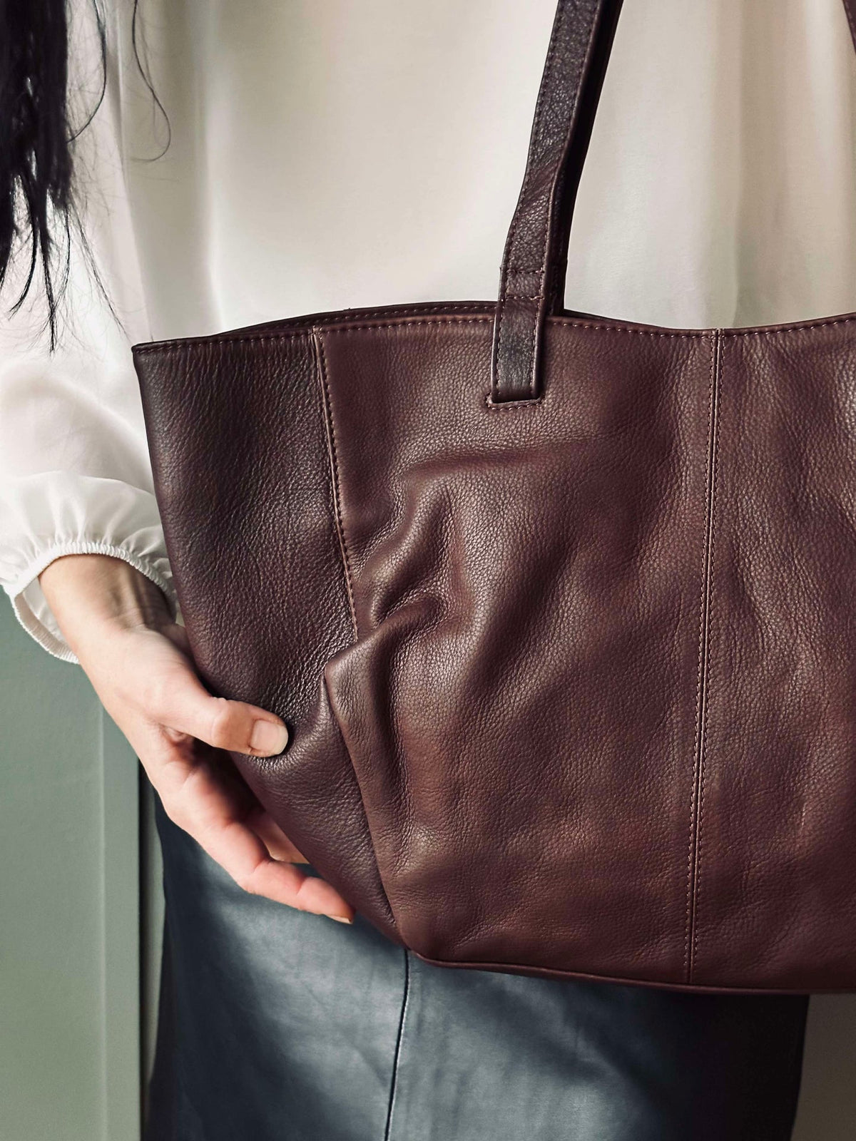 Shopper Aura – Bruin leer