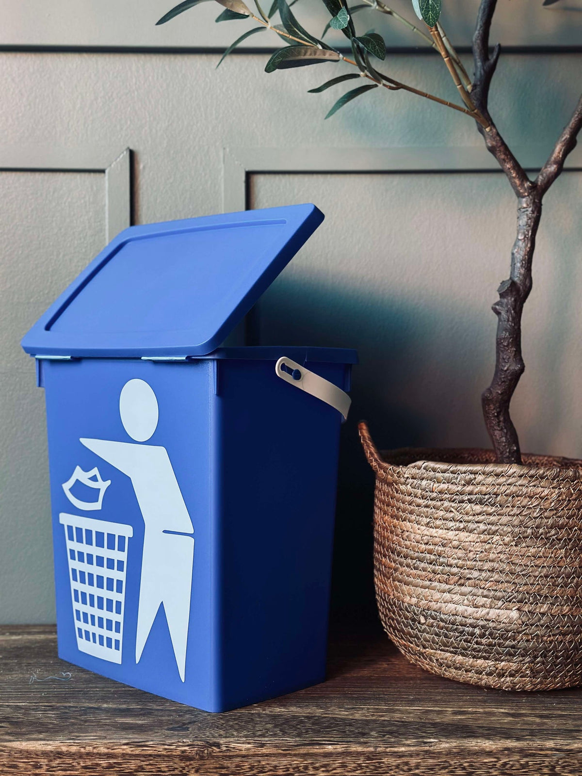 BIO Emmer met deksel 12 liter - BLAUW