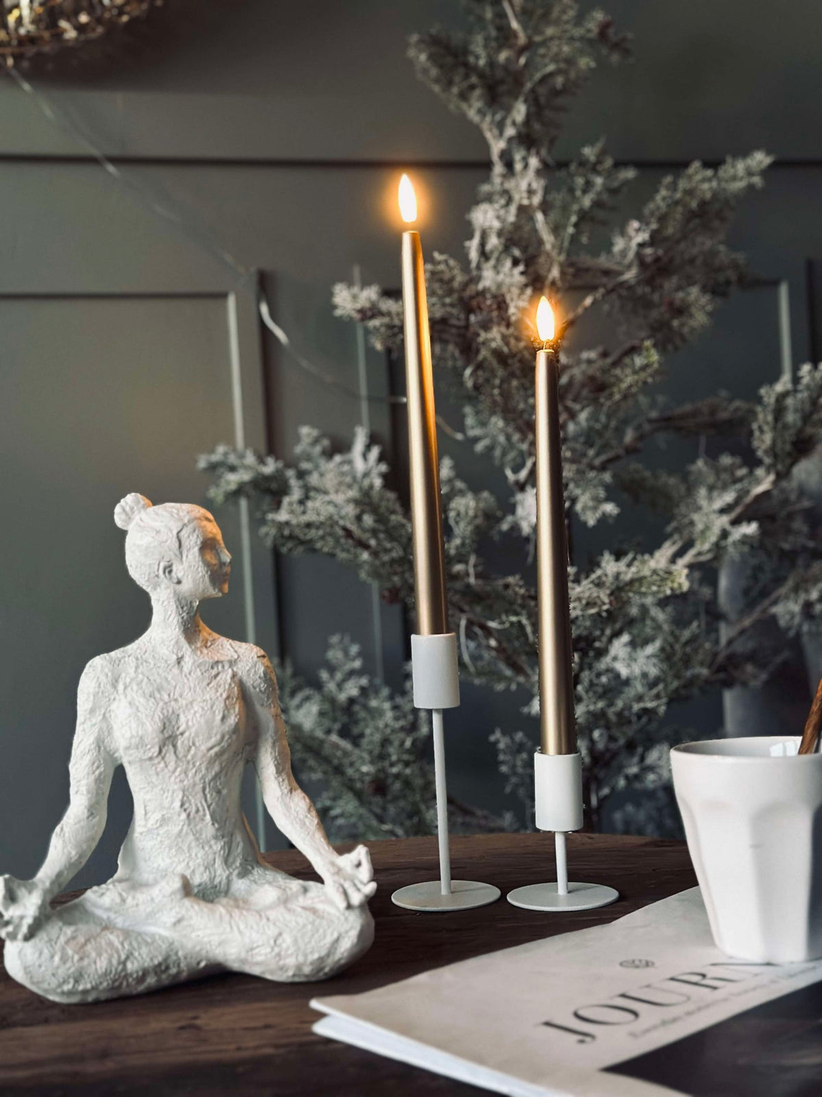 LED Tafelkaarsen 2 st - Goud 27cm