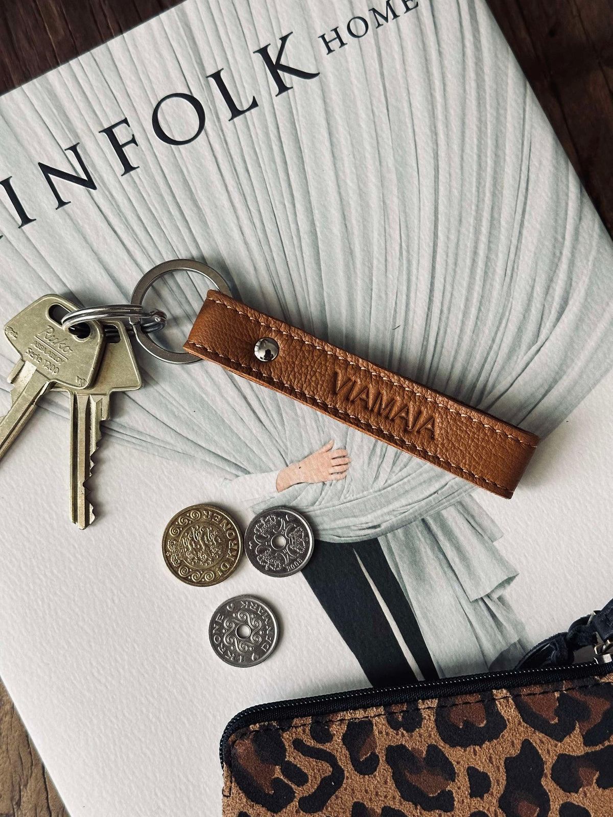 Sleutelhanger VIAMAJA - Cognac leer