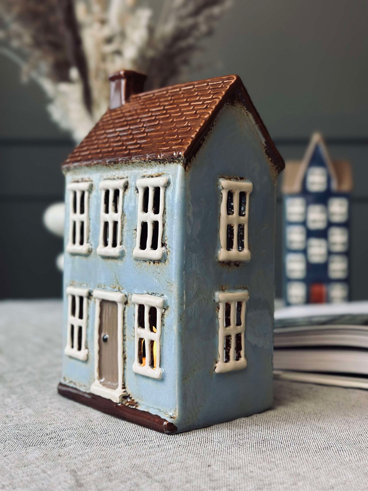 Lichthuisje keramiek - Dusty blue