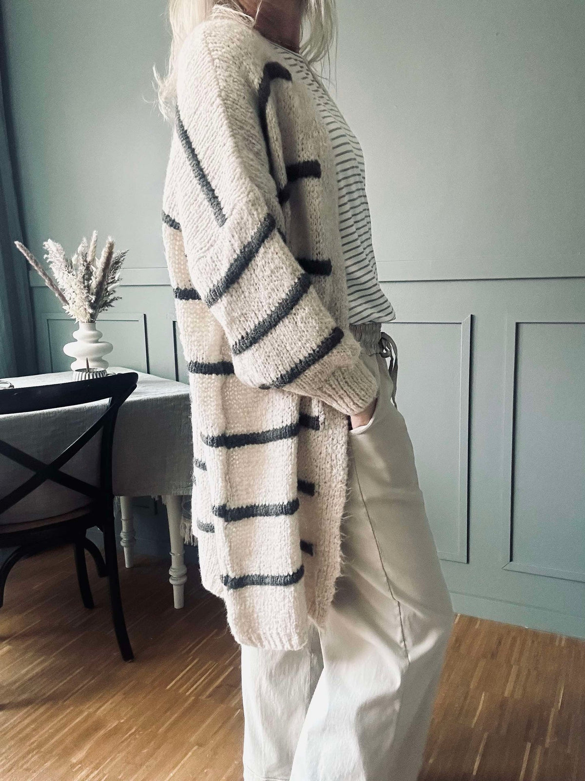 Cardigan gestreept
