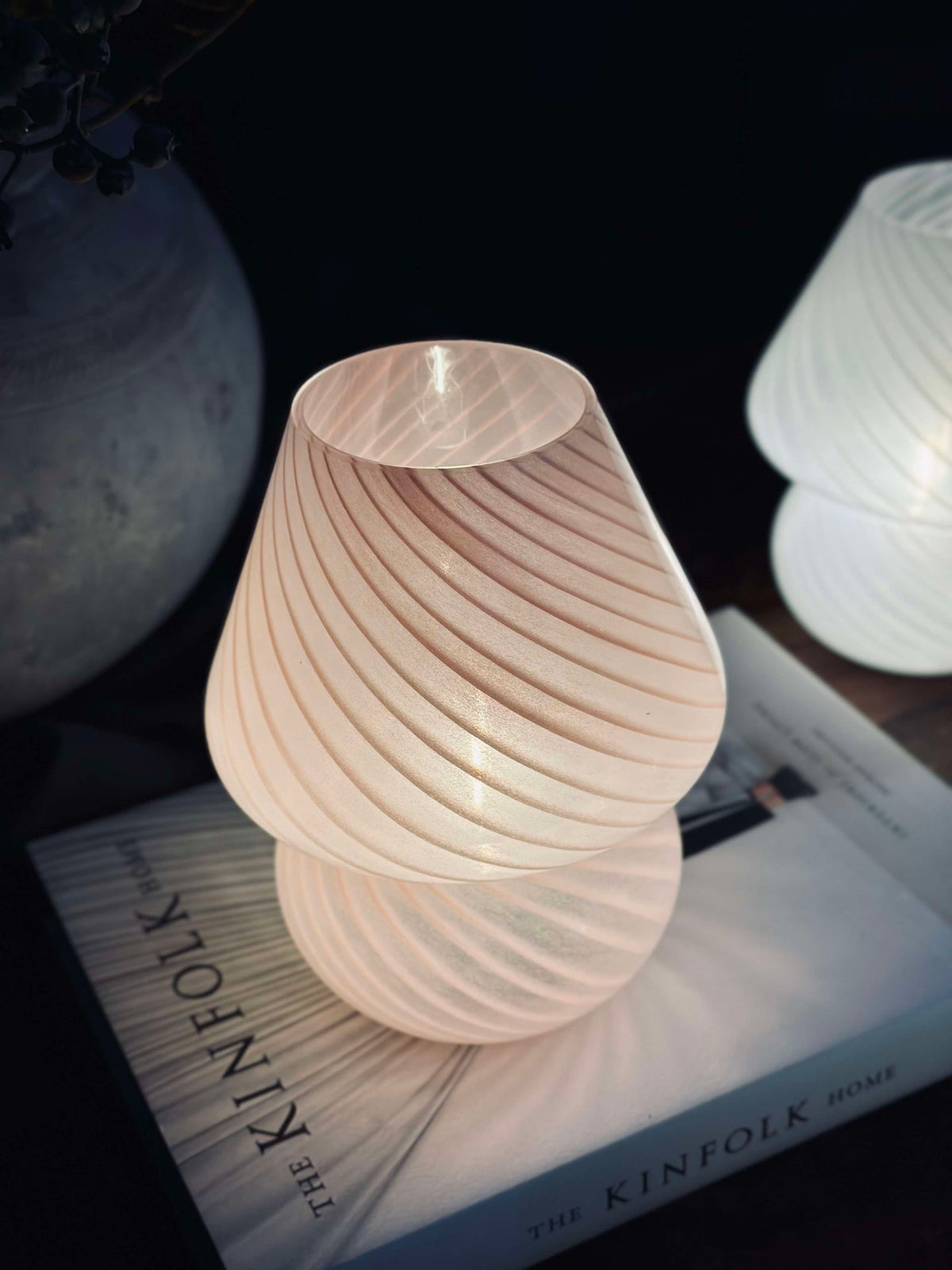 Mushroom Large - Roze mondgeblazen glas