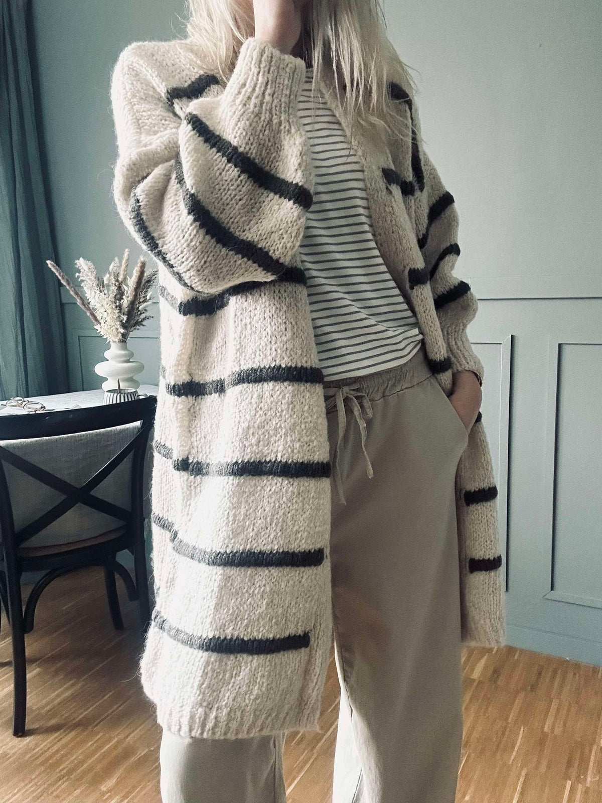 Cardigan gestreept