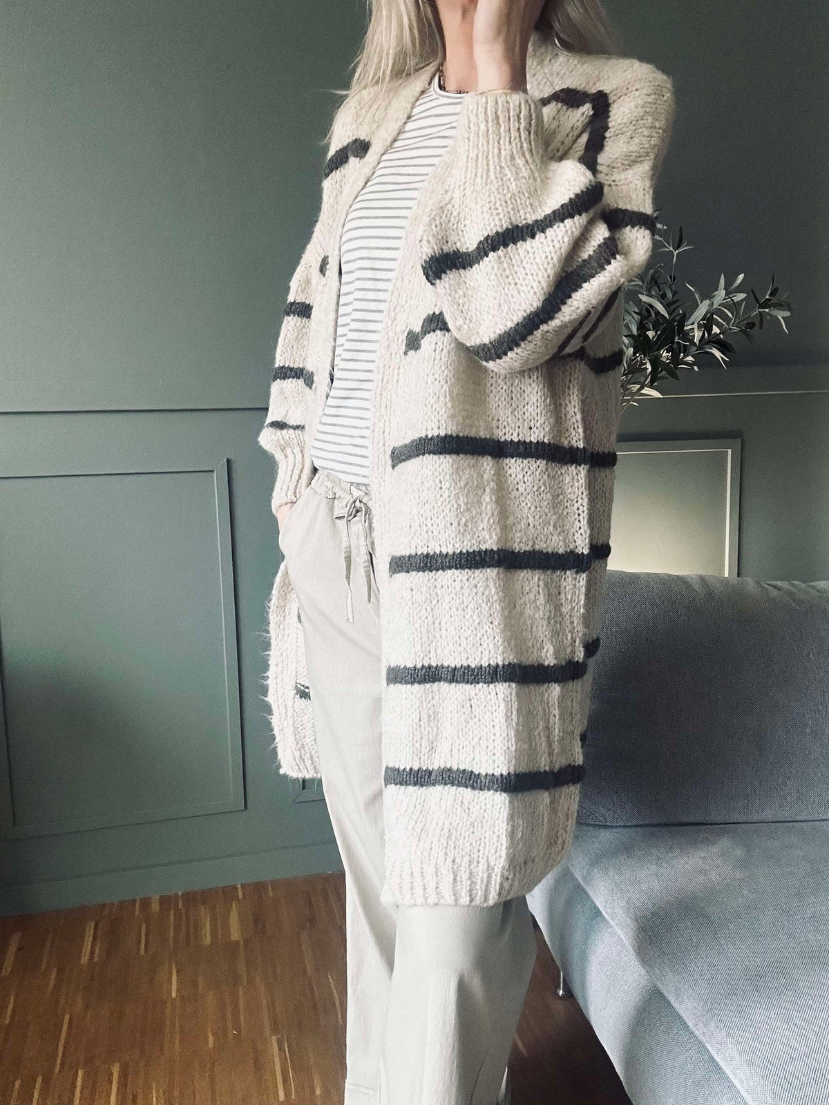 Cardigan gestreept