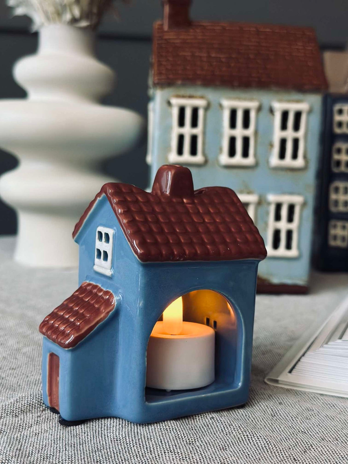 Theelichthuisje Keramiek - Blauw