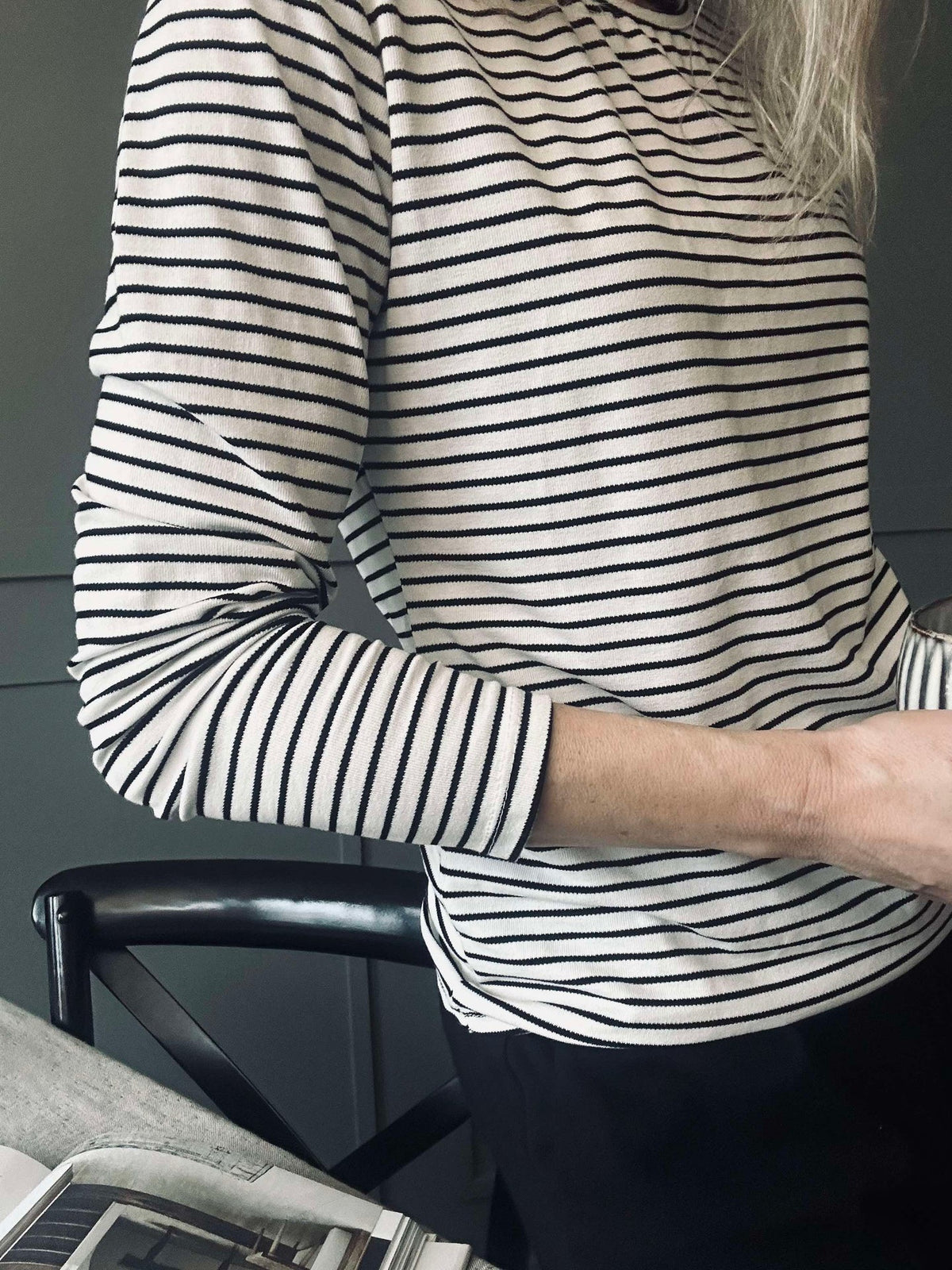 Blouse Christel gestreept - Black / Creme