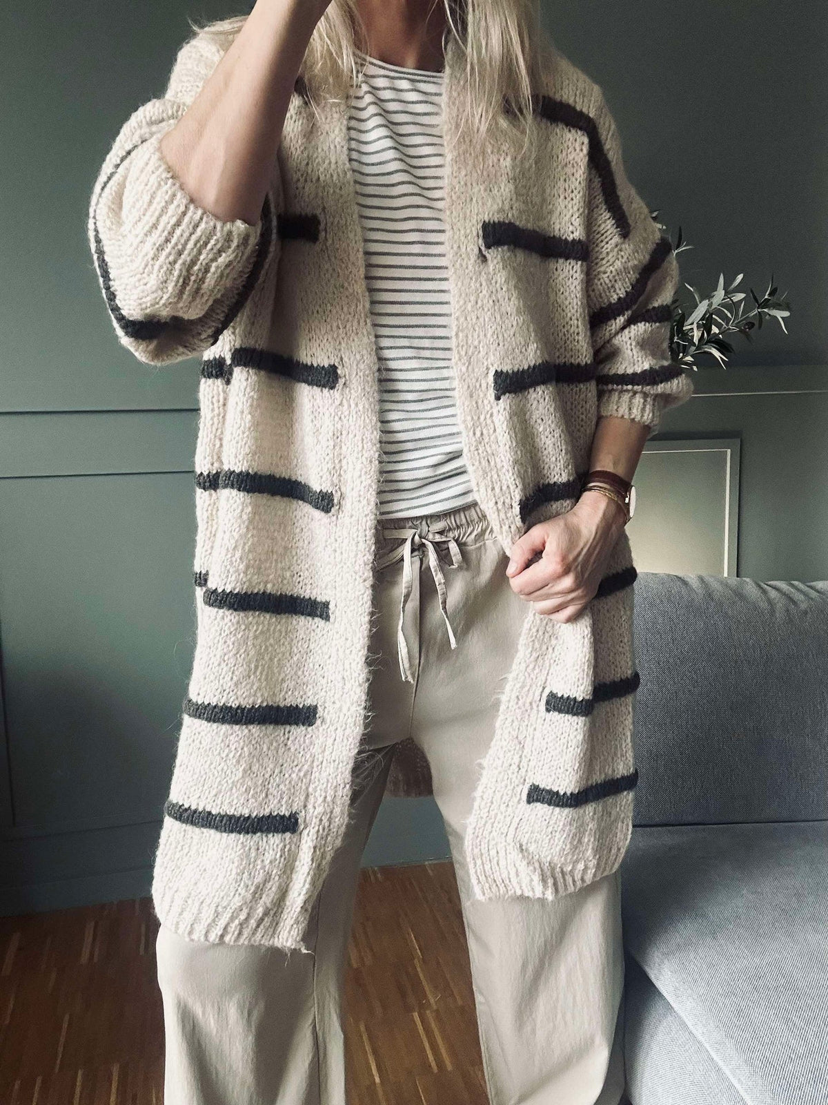 Cardigan gestreept