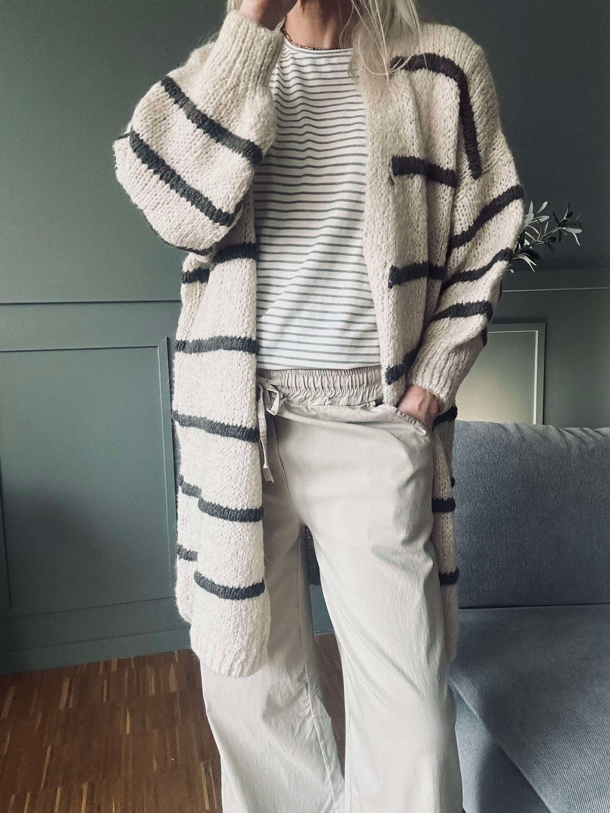 Cardigan gestreept