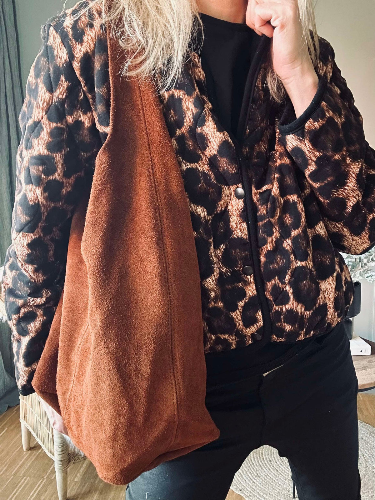 Shopper Dark cognac Suède