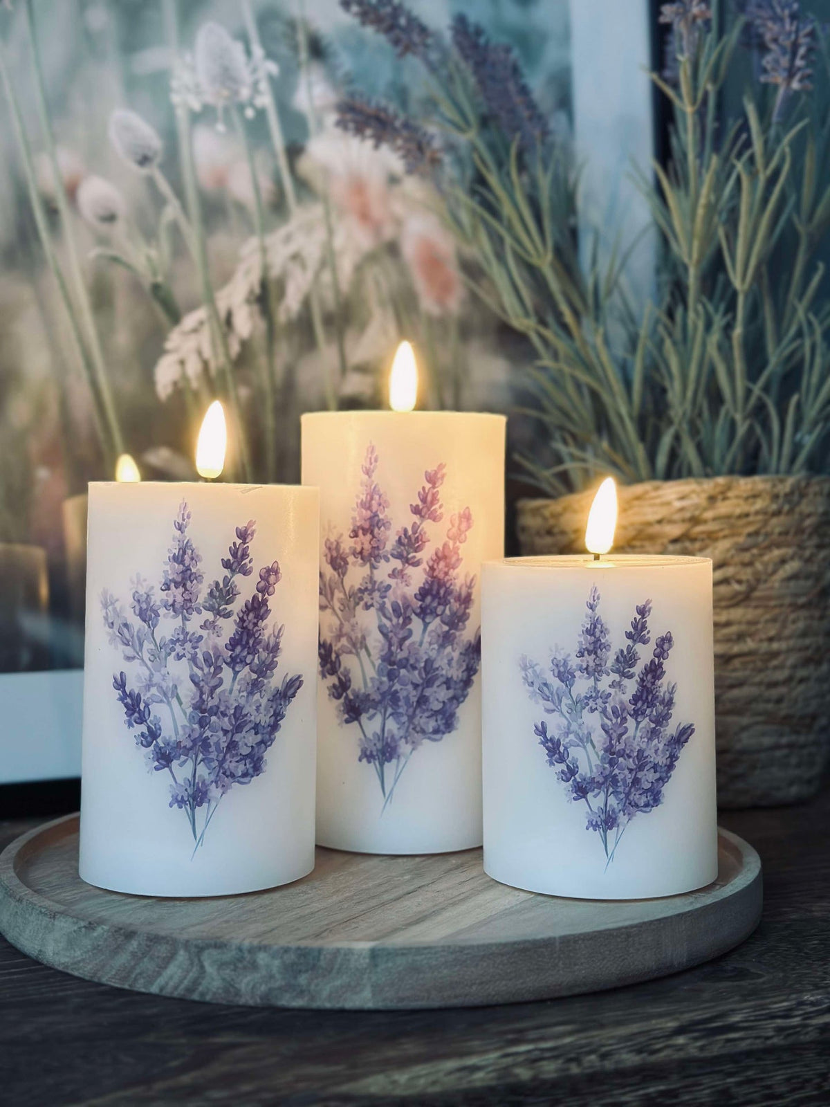 LED FLORA Lavendel – Set van 3 stuks en afstandsbediening