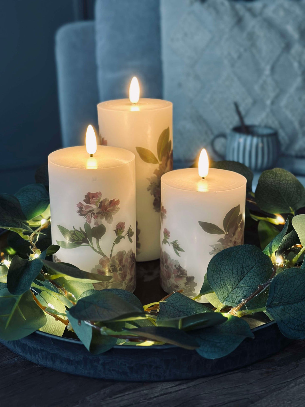 LED Hortensia – Set van 3 stuks en afstandsbediening