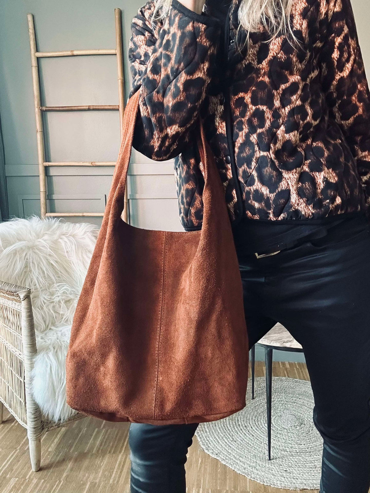 Shopper Dark cognac Suède